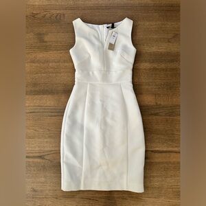 NEW Banana Republic Split-Neck Bi-Stretch Sheath Dress-Size 0P-Off White